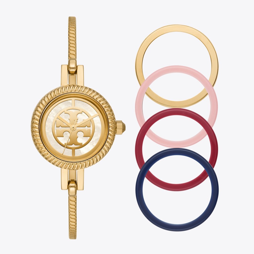 Tory Burch Reva Bangle Watch Gift Set Gold/Multi-Color