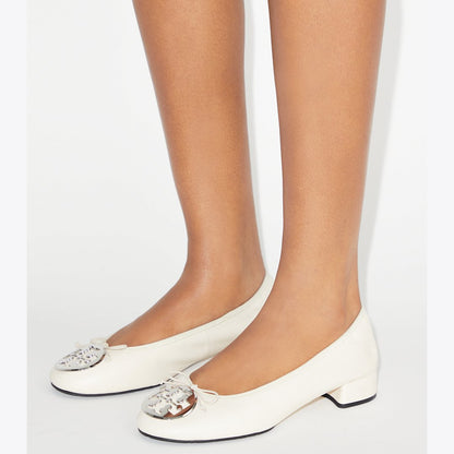 Tory Burch Reva Heeled Ballet LIGHT CREAM / SILVER