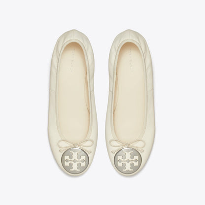 Tory Burch Reva Heeled Ballet LIGHT CREAM / SILVER