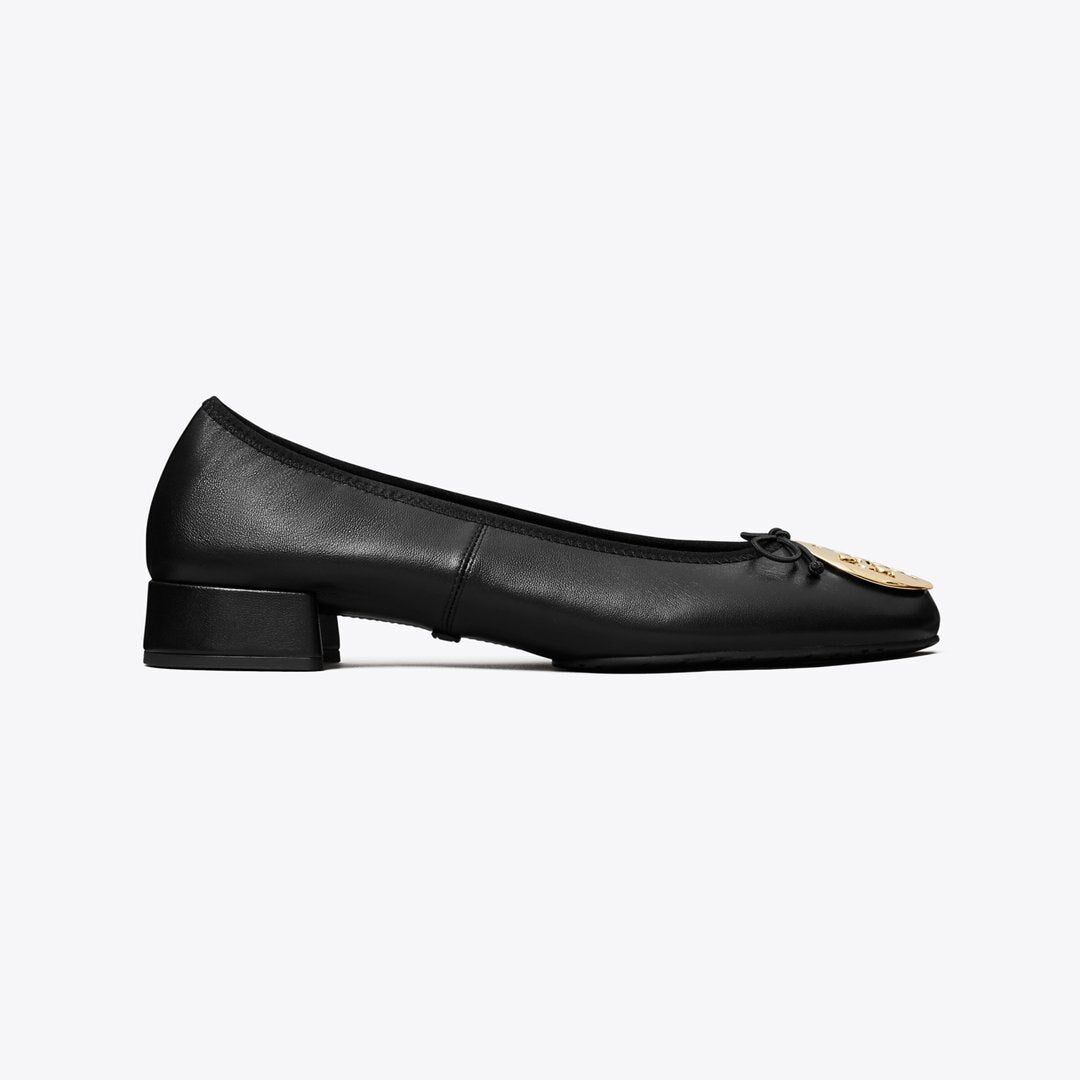 Tory Burch Reva Heeled Ballet PERFECT BLACK / GOLD
