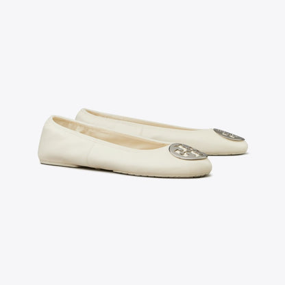 Tory Burch Reva Travel Ballet LIGHT CREAM / SILVER