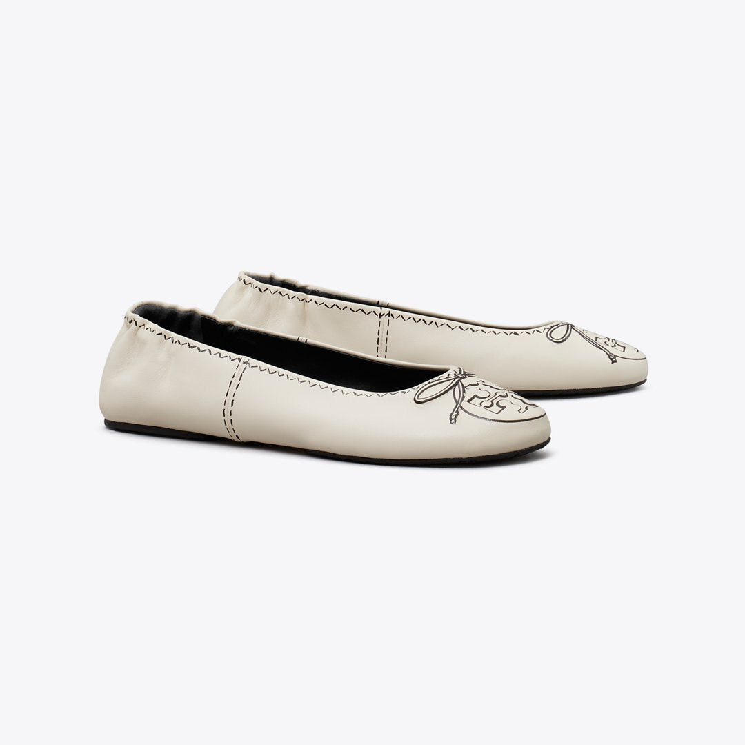 Tory Burch Reva Travel Ballet NEW CREAM