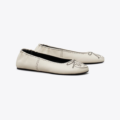 Tory Burch Reva Travel Ballet NEW CREAM