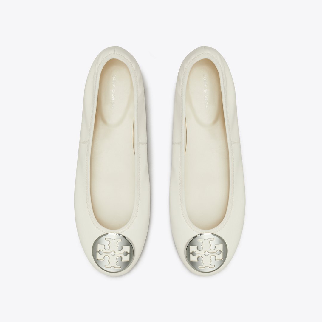 Tory Burch Reva Travel Ballet LIGHT CREAM / SILVER