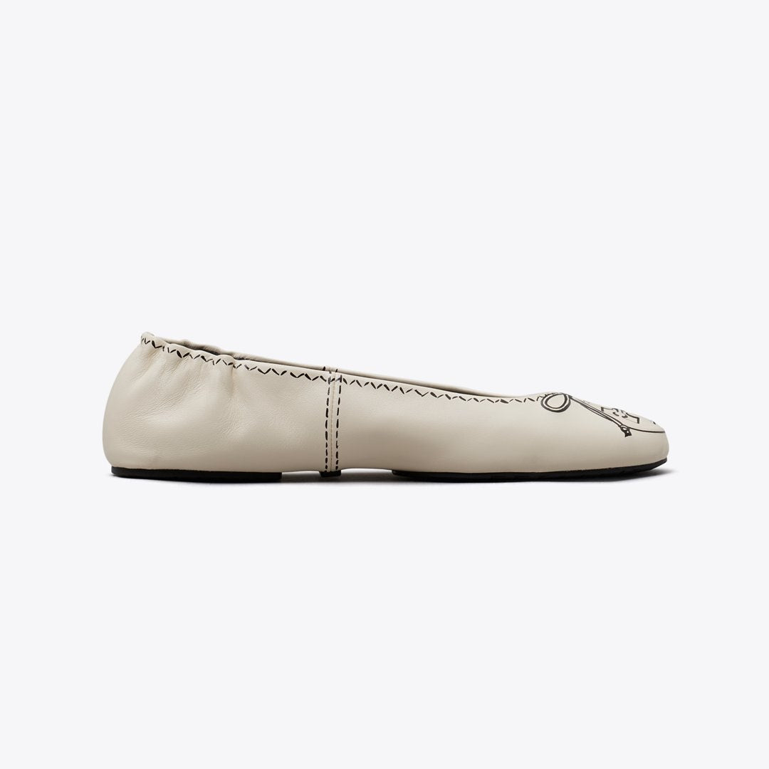 Tory Burch Reva Travel Ballet NEW CREAM