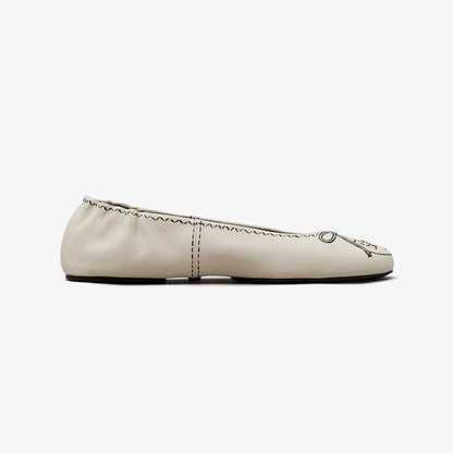 Tory Burch Reva Travel Ballet NEW CREAM