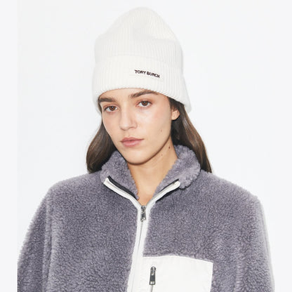 Tory Burch Ribbed Knit Beanie Burgundy
