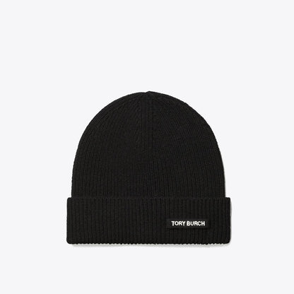 Tory Burch Ribbed Knit Beanie Black