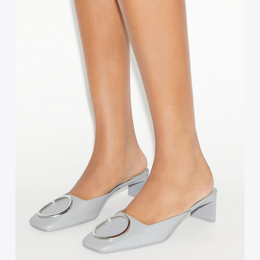 Tory Burch Ring Heeled Mule LOUTRE GRAY / SILVER