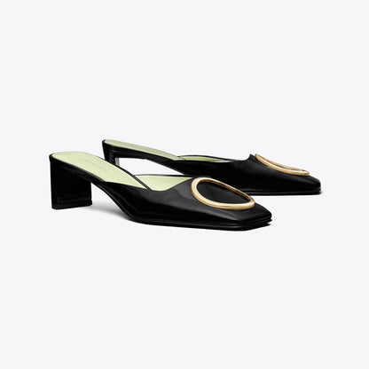 Tory Burch Ring Heeled Mule PERFECT BLACK / GOLD