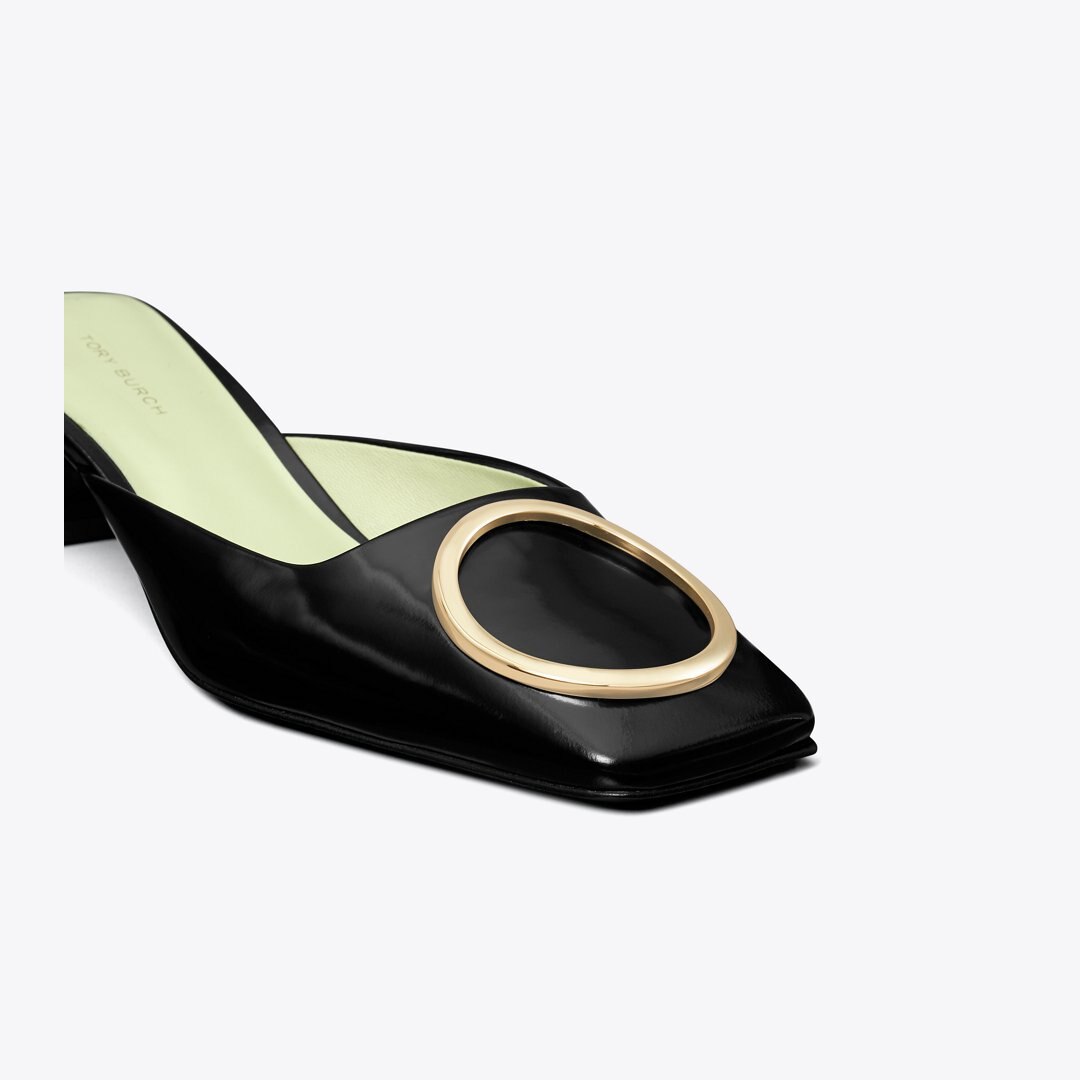 Tory Burch Ring Heeled Mule PERFECT BLACK / GOLD