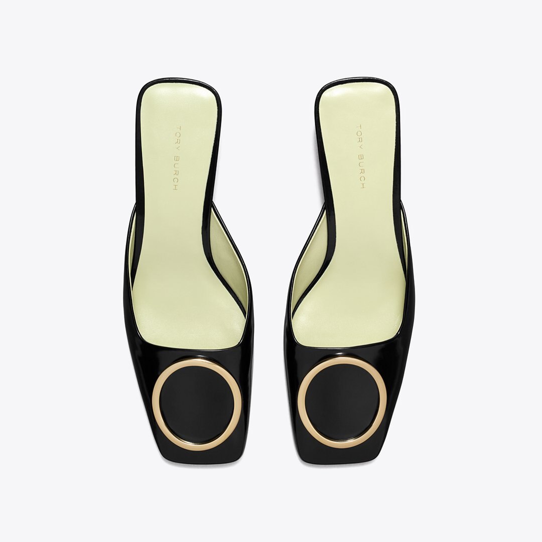 Tory Burch Ring Heeled Mule PERFECT BLACK / GOLD