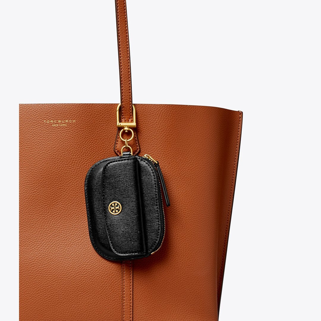 Tory Burch Robinson Card Case Key Ring Black