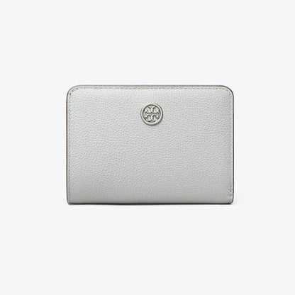 Tory Burch Robinson Pebbled Bi-Fold Wallet Light Granite