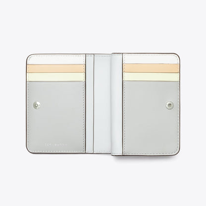 Tory Burch Robinson Pebbled Bi-Fold Wallet Light Granite