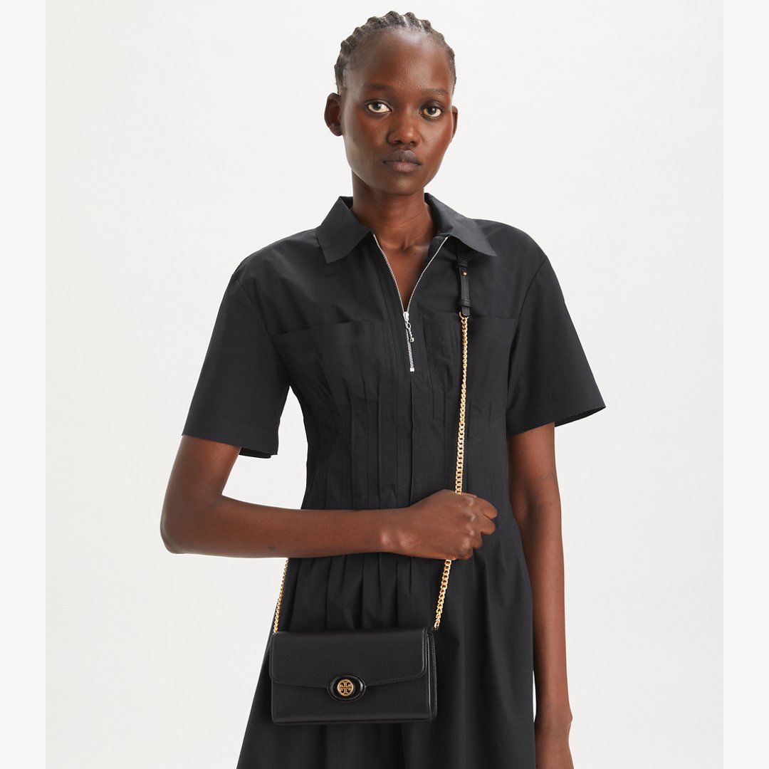 Tory Burch Robinson Pebbled Crossbody Black