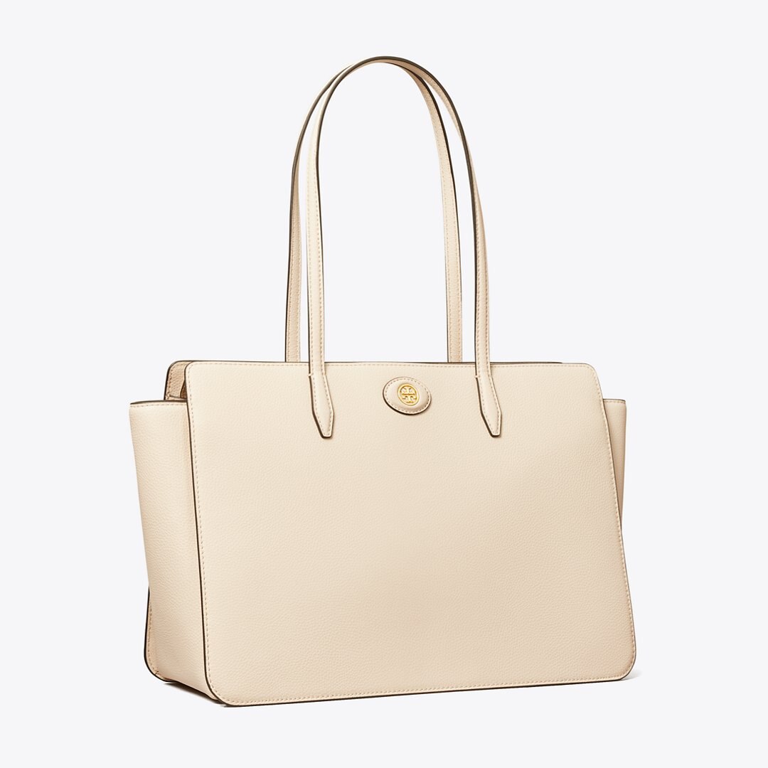 Tory Burch Robinson Pebbled Tote New Cream