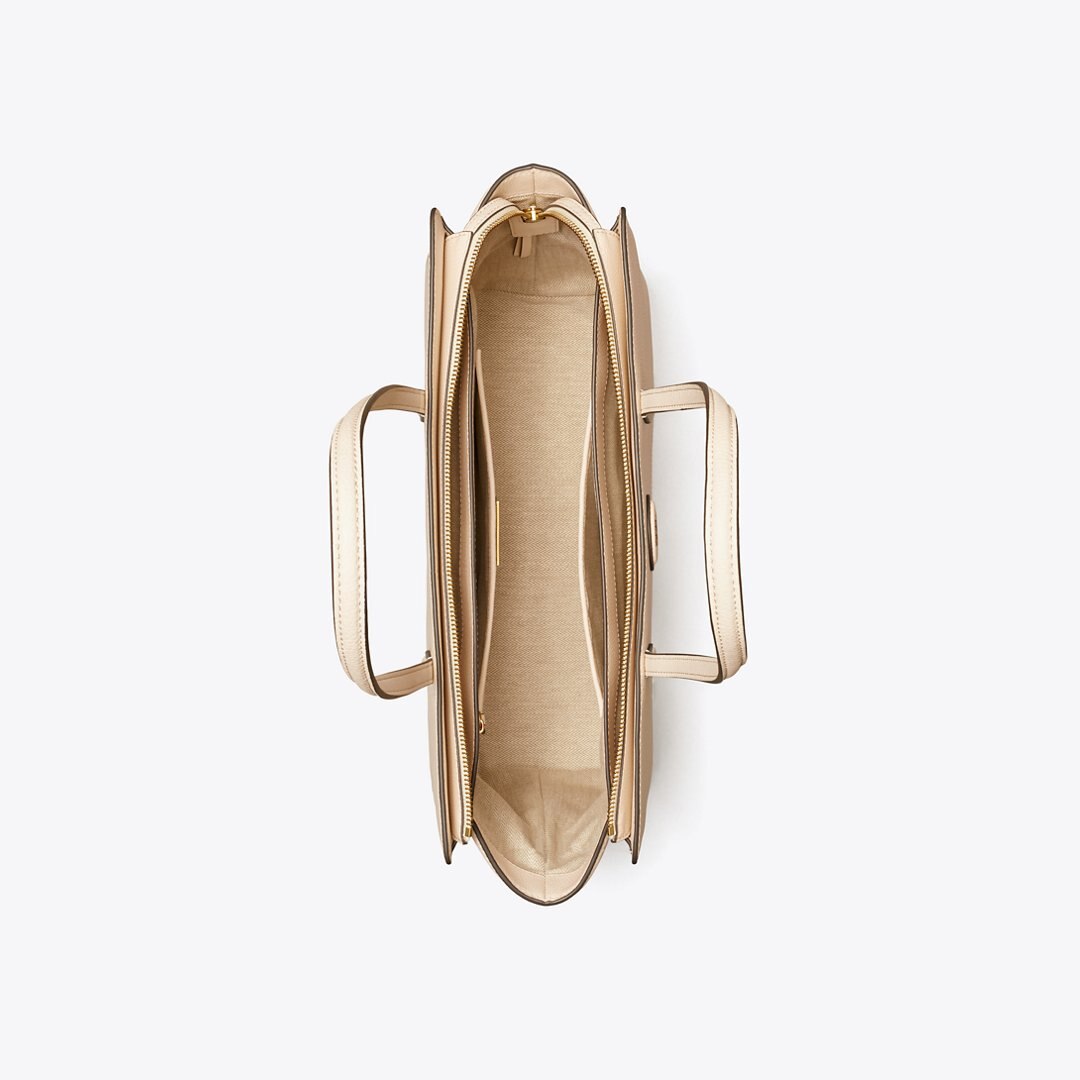 Tory Burch Robinson Pebbled Tote New Cream