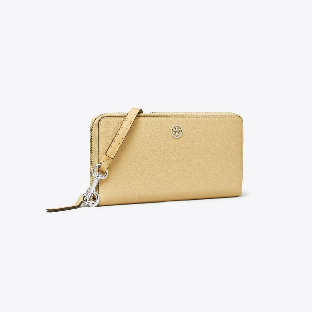 Tory Burch Robinson Pebbled Zip Continental Wallet Praline