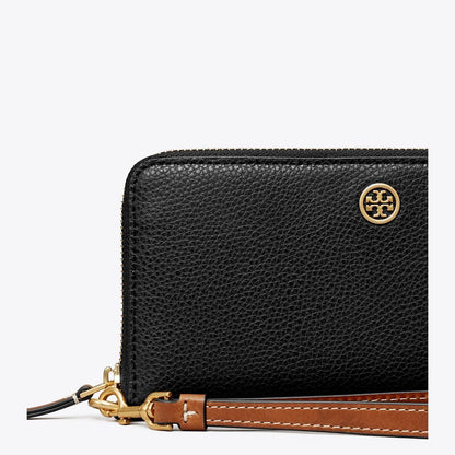 Tory Burch Robinson Pebbled Zip Continental Wallet Black