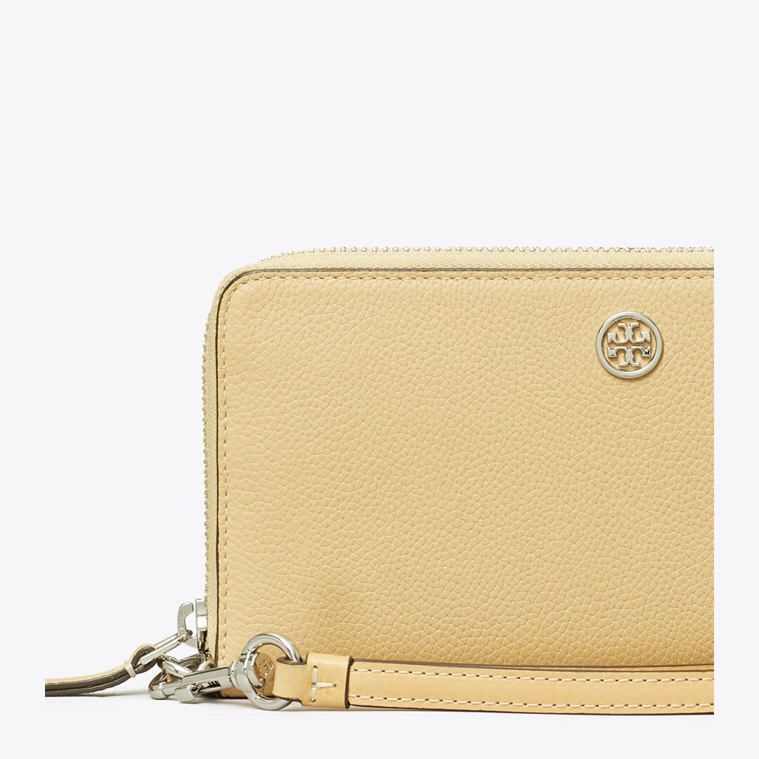 Tory Burch Robinson Pebbled Zip Continental Wallet Praline