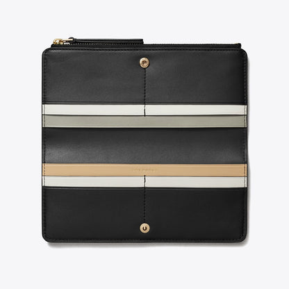 Tory Burch Robinson Pebbled Zip Slim Wallet Black