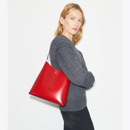 Tory Burch Robinson Spazzolato Hobo Bag Red Sky