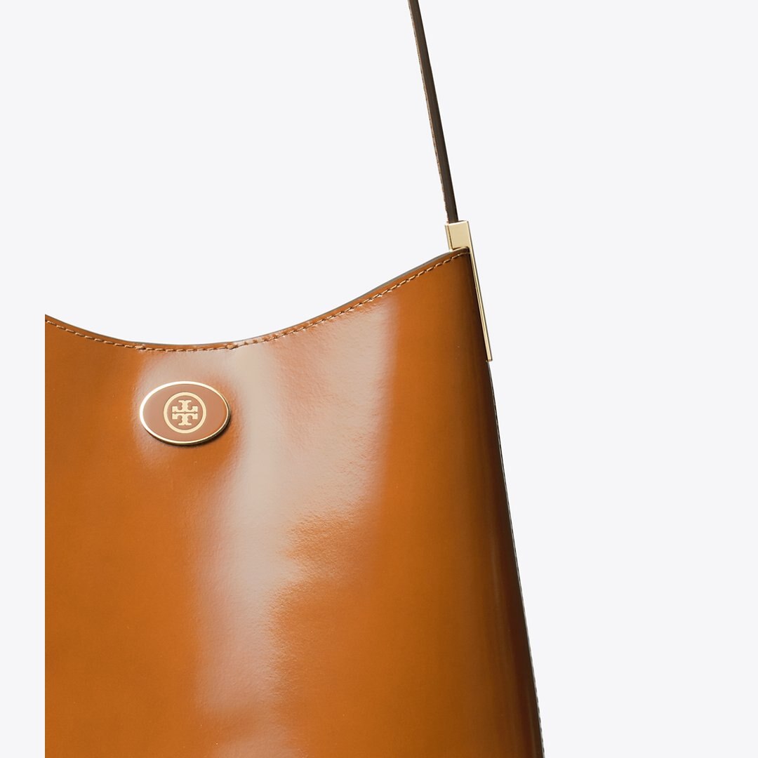 Tory Burch Robinson Spazzolato Hobo Bag DARK SIENNA