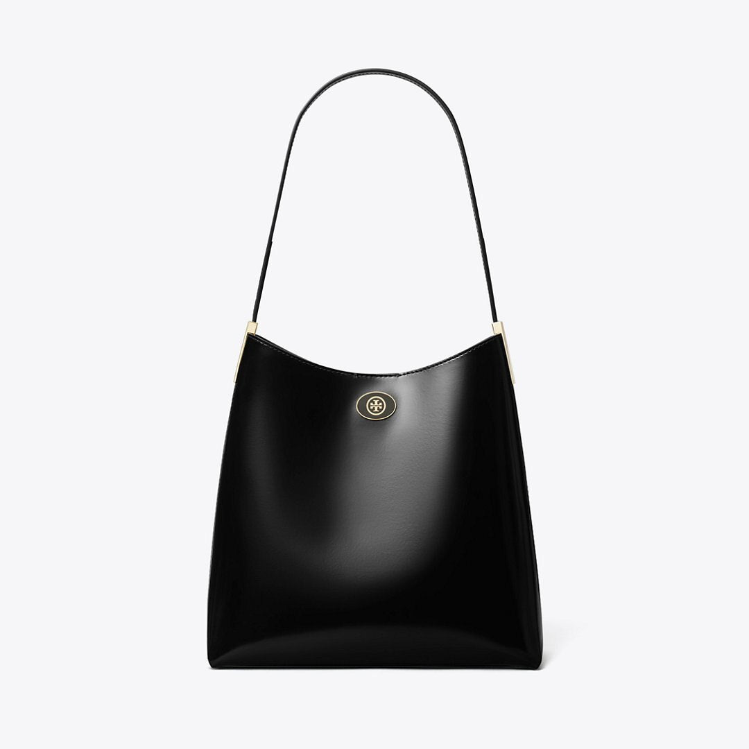 Tory Burch Robinson Spazzolato Hobo Bag Black/Black