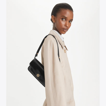 Tory Burch Robinson Spazzolato Rectangular Shoulder Bag Black
