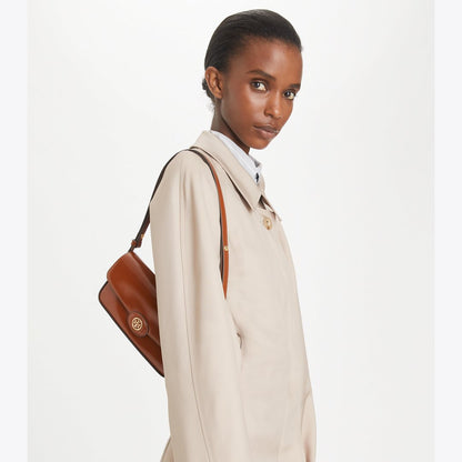 Tory Burch Robinson Spazzolato Rectangular Shoulder Bag DARK SIENNA