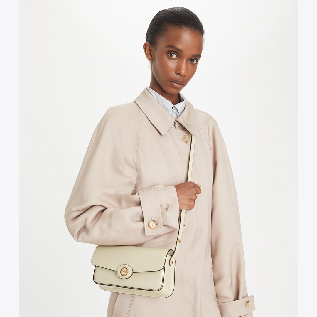 Tory Burch Robinson Spazzolato Rectangular Shoulder Bag SHEA BUTTER