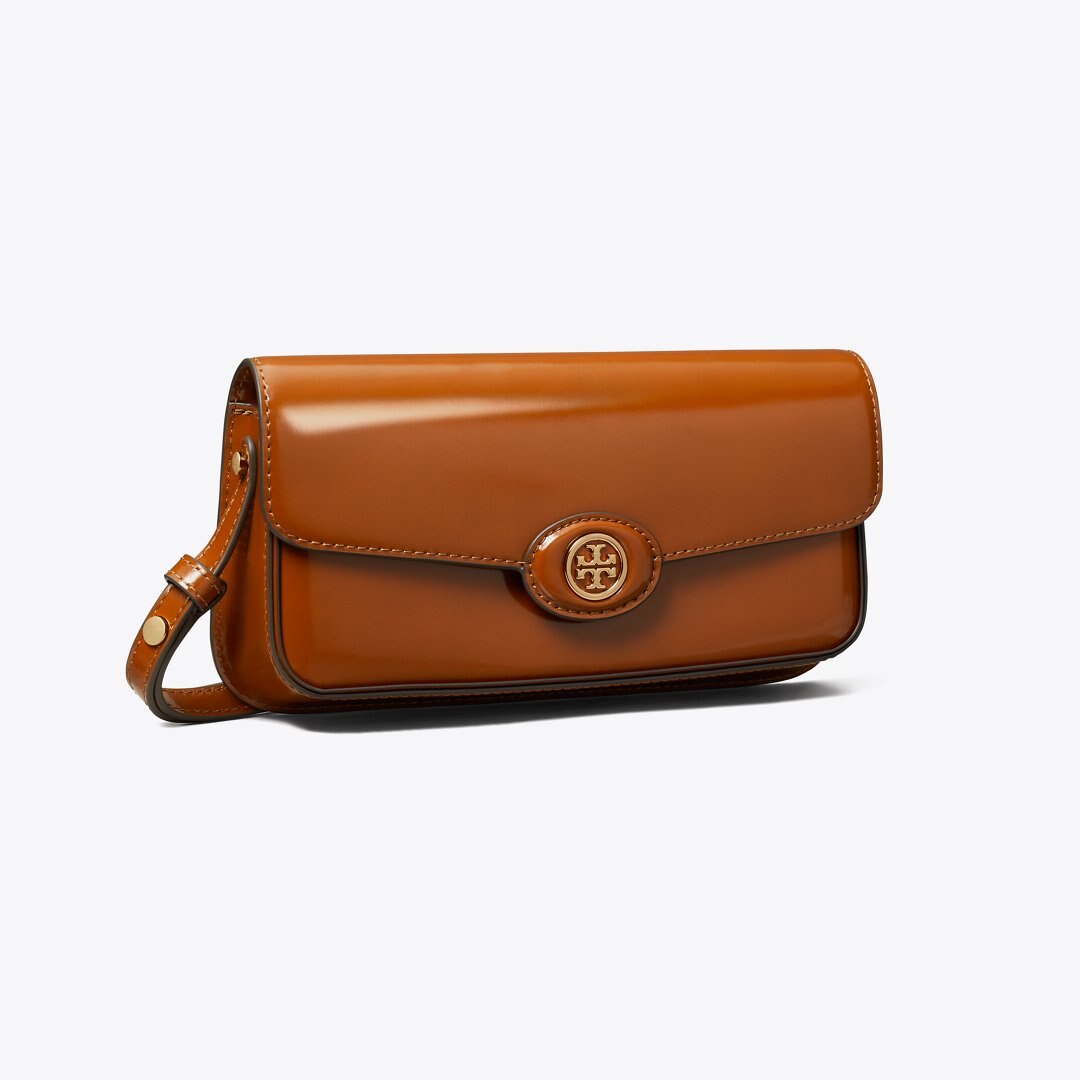 Tory Burch Robinson Spazzolato Rectangular Shoulder Bag DARK SIENNA