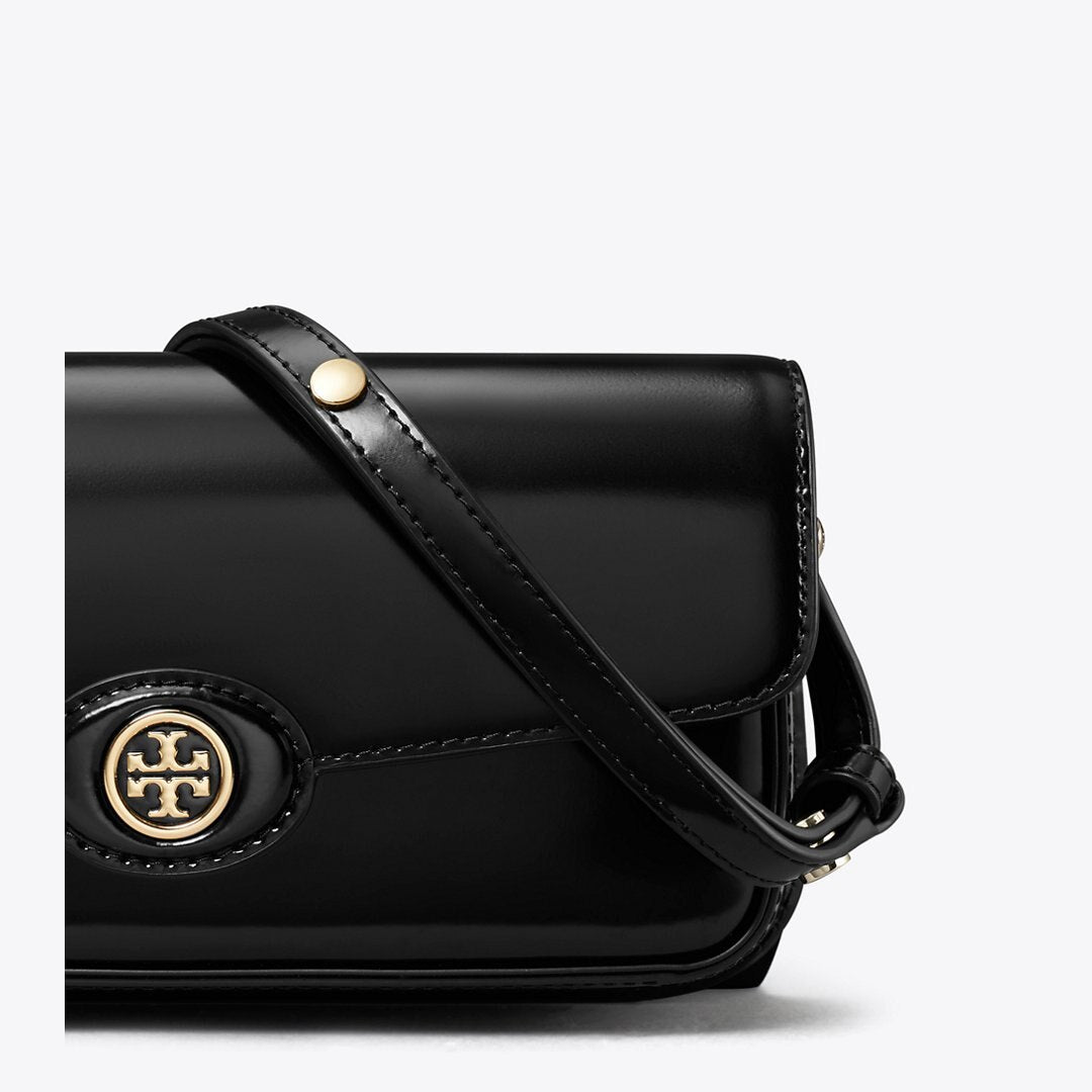 Tory Burch Robinson Spazzolato Rectangular Shoulder Bag Black