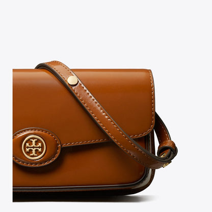 Tory Burch Robinson Spazzolato Rectangular Shoulder Bag DARK SIENNA