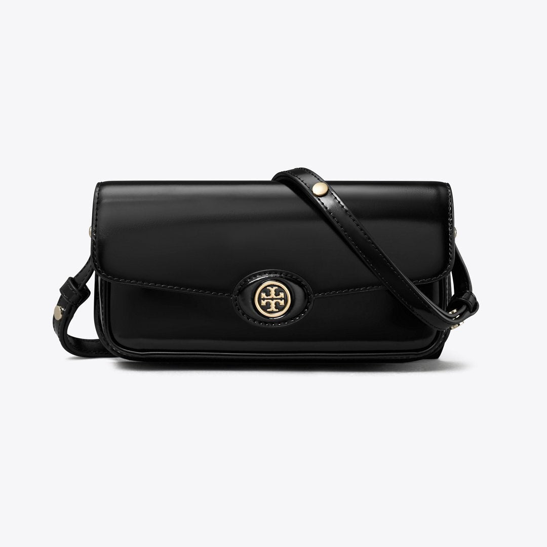 Tory Burch Robinson Spazzolato Rectangular Shoulder Bag Black