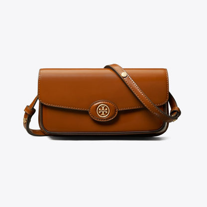 Tory Burch Robinson Spazzolato Rectangular Shoulder Bag DARK SIENNA