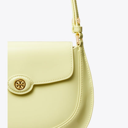 Tory Burch Robinson Spazzolato Small Flap Bag Lemon