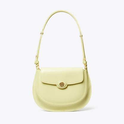 Tory Burch Robinson Spazzolato Small Flap Bag Lemon