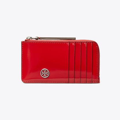 Tory Burch Robinson Spazzolato Zip Card Case Red Sky