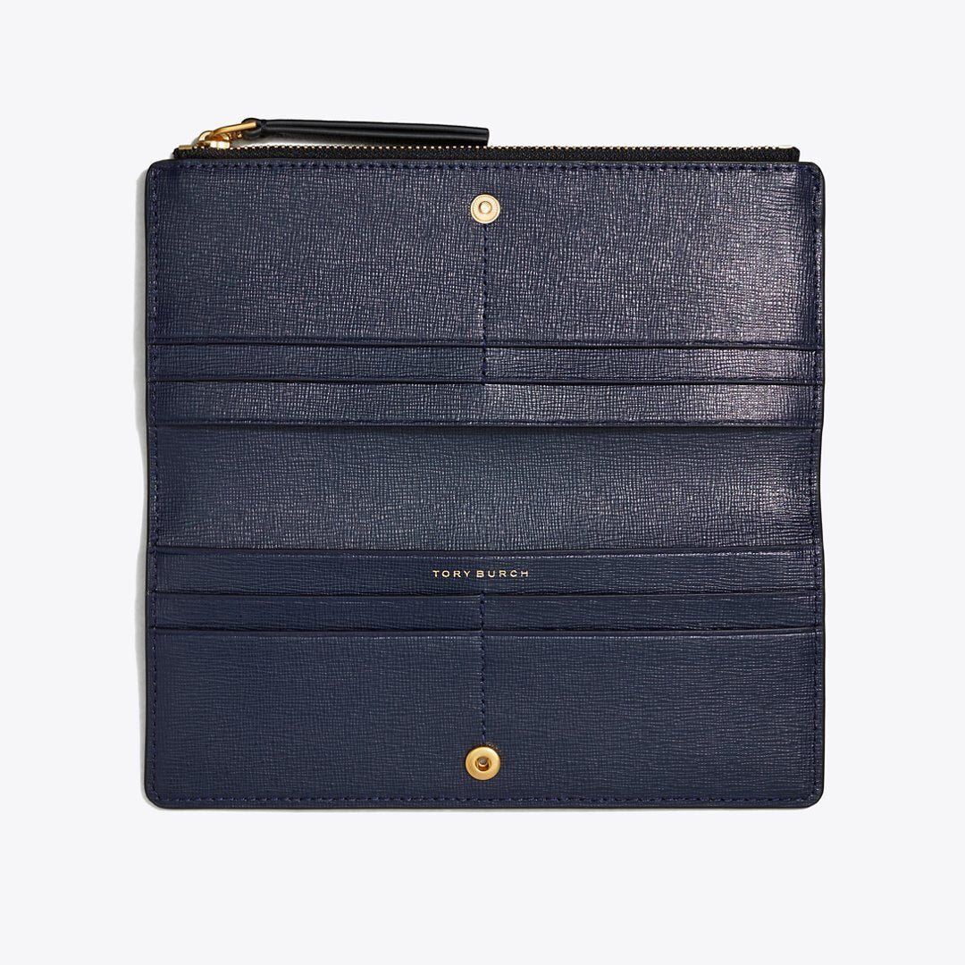 Tory Burch Robinson Zip Slim Wallet Black