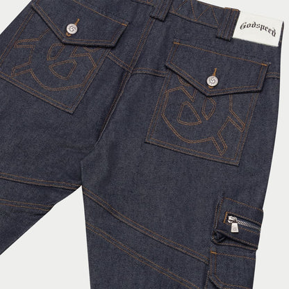 Godspeed Rockstar Flare Cargo Denim (Raw Blue)