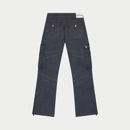 Godspeed Rockstar Flare Cargo Denim (Raw Blue)