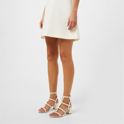  Rockstud Calfskin Ankle Strap Sandals Ivory