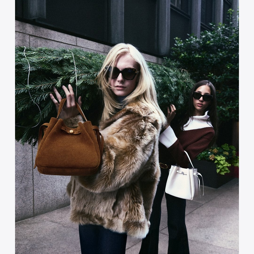 Tory Burch Romy Bucket Bag Light Cream