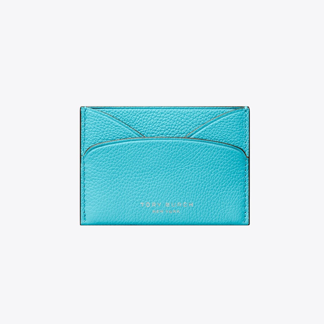 Tory Burch Romy Flat Card Case Soft Turquoise