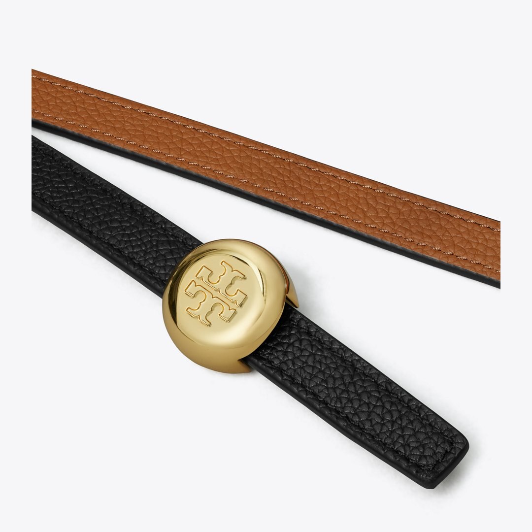 Tory Burch Romy Reversible Belt Black / Aged Tan