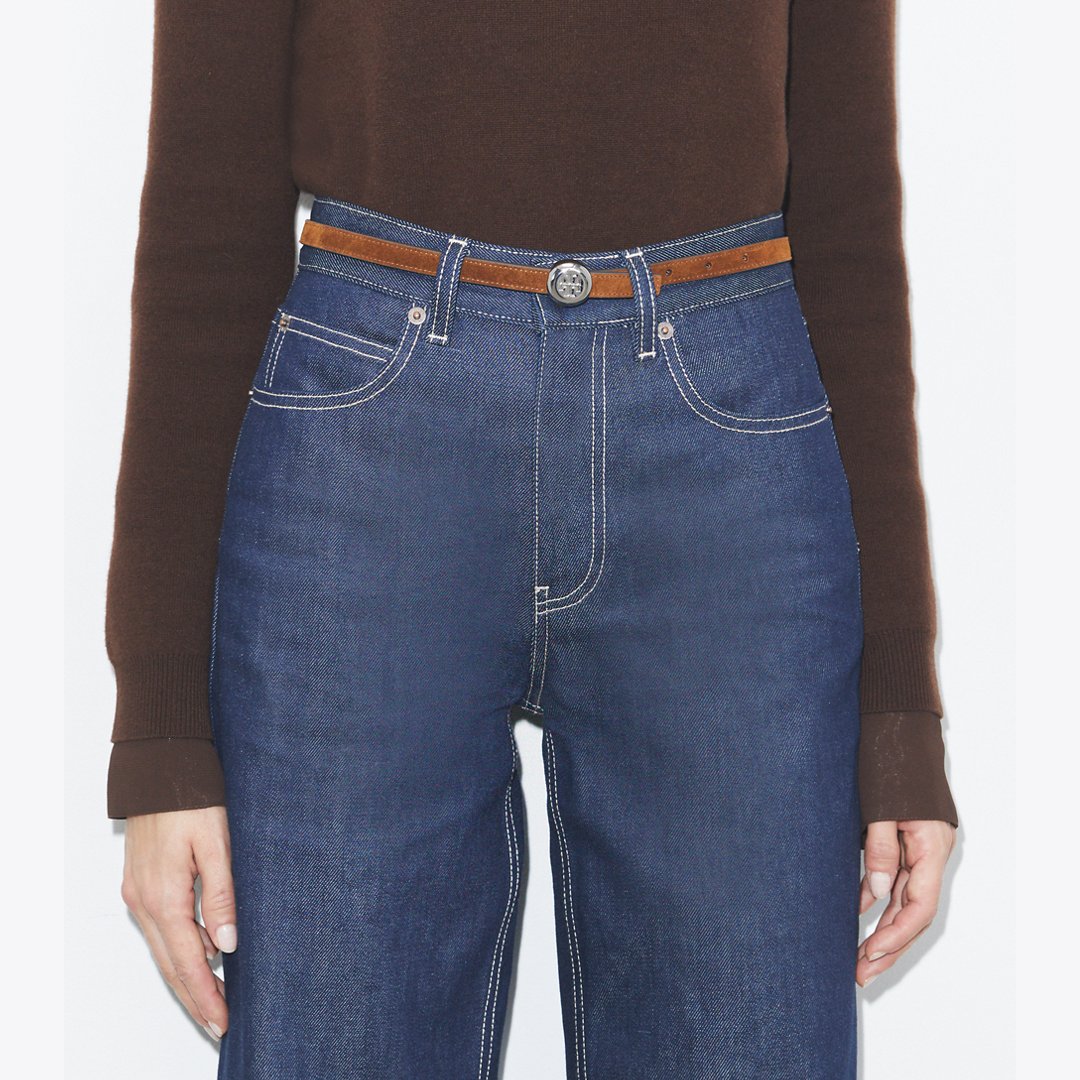 Tory Burch Romy Reversible Suede Belt Park Bench / Tiramisu