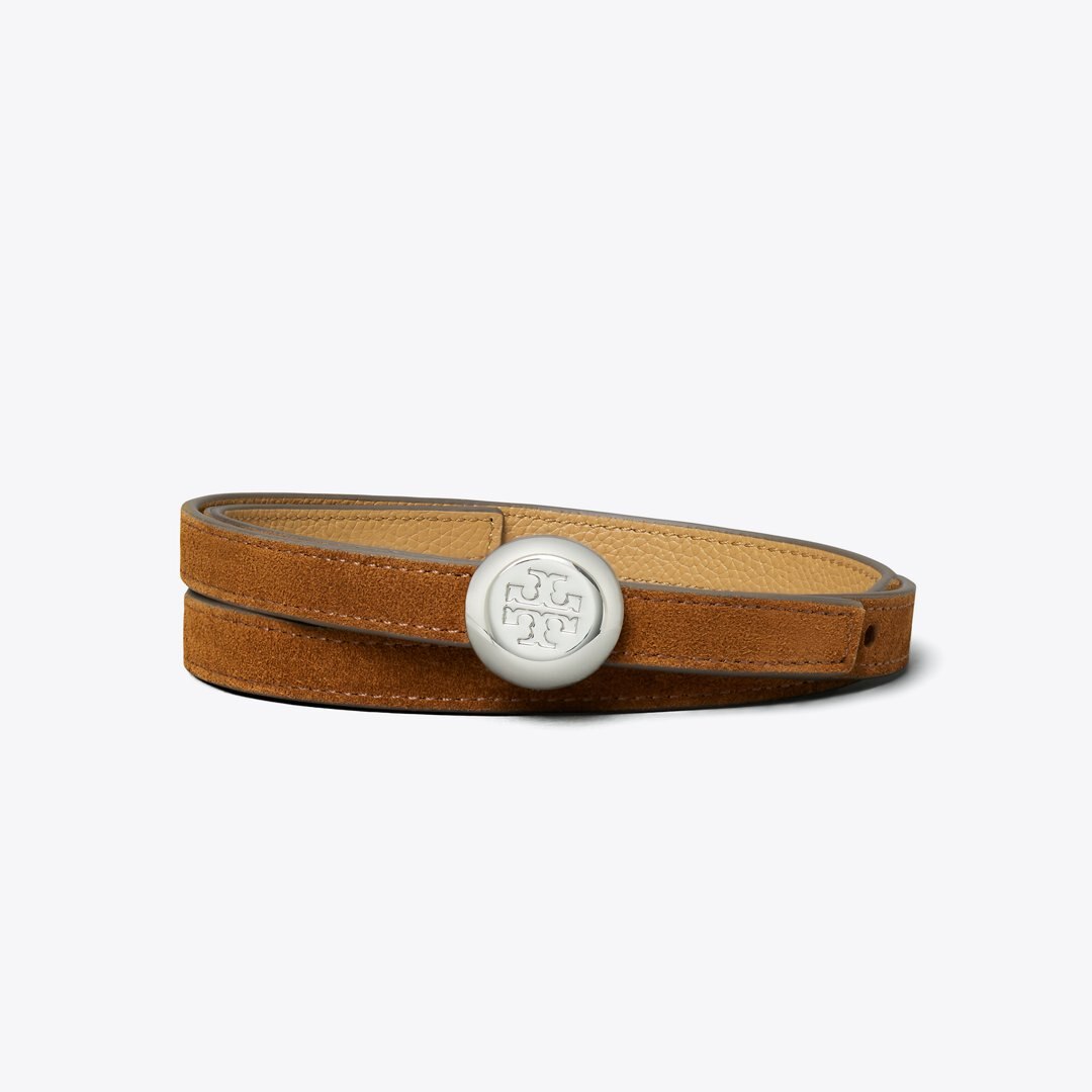 Tory Burch Romy Reversible Suede Belt Park Bench / Tiramisu