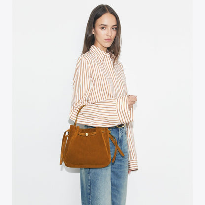 Tory Burch Romy Suede Bucket Bag CARAMEL